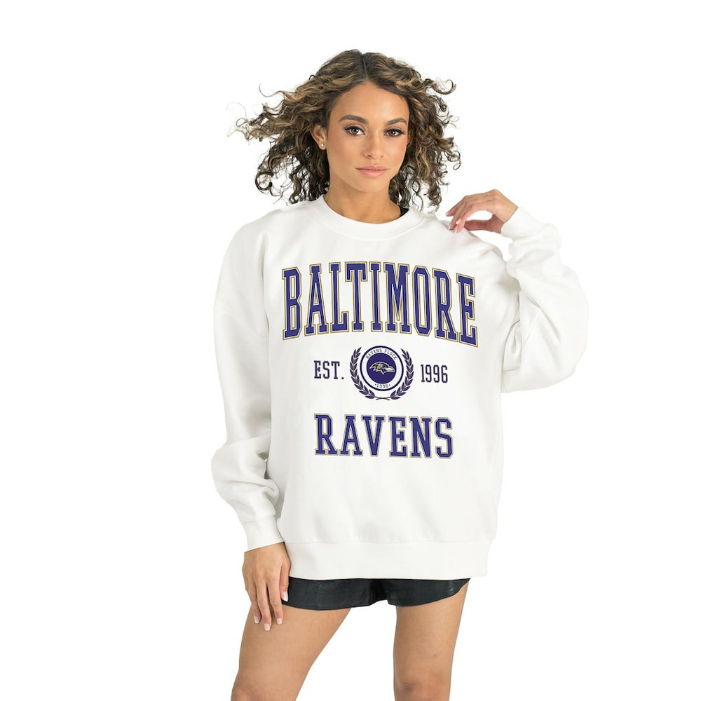 Baltimore Ravens Gameday Couture Women's Timeless Triumph Premium Fleece Pullover Sweatshirt White