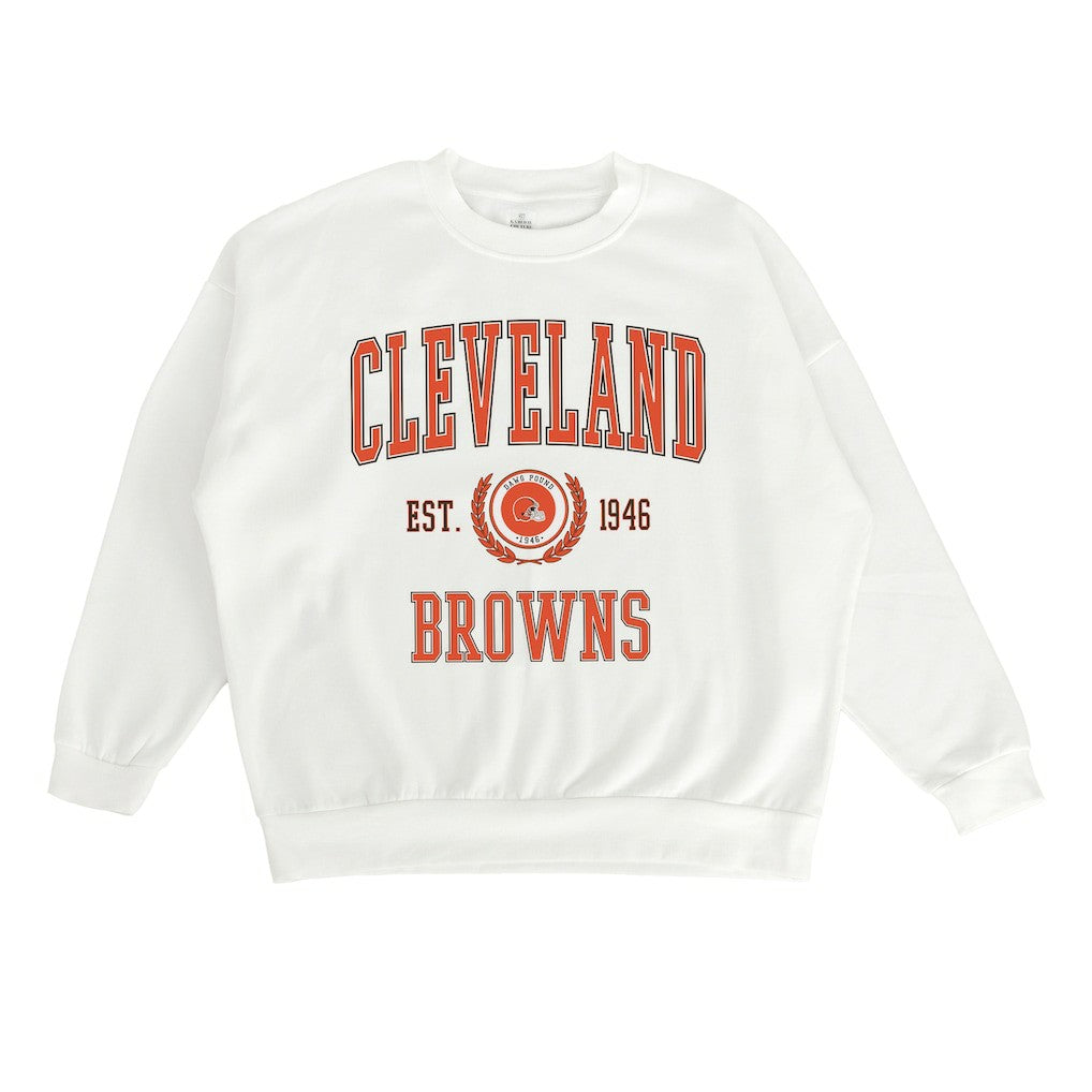 Cleveland Browns Gameday Couture Women's Timeless Triumph Premium Fleece Pullover Sweatshirt White