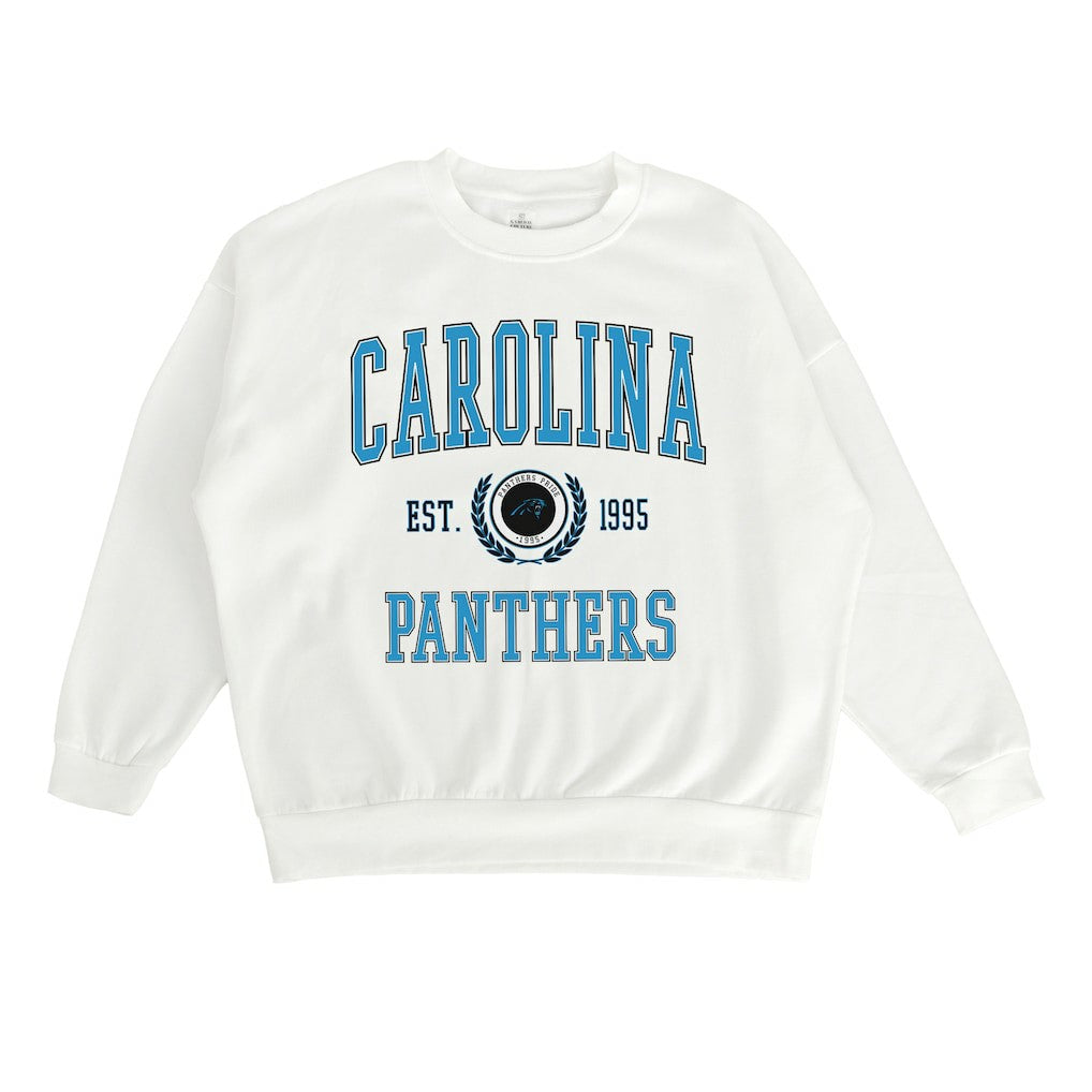 Carolina Panthers Gameday Couture Women's Timeless Triumph Premium Fleece Pullover Sweatshirt White