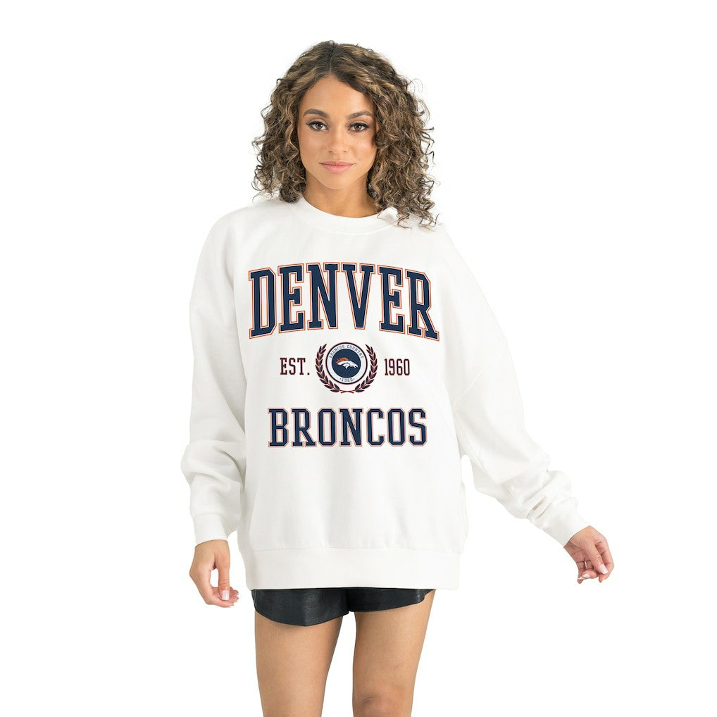 Denver Broncos Gameday Couture Women's Timeless Triumph Premium Fleece Pullover Sweatshirt White