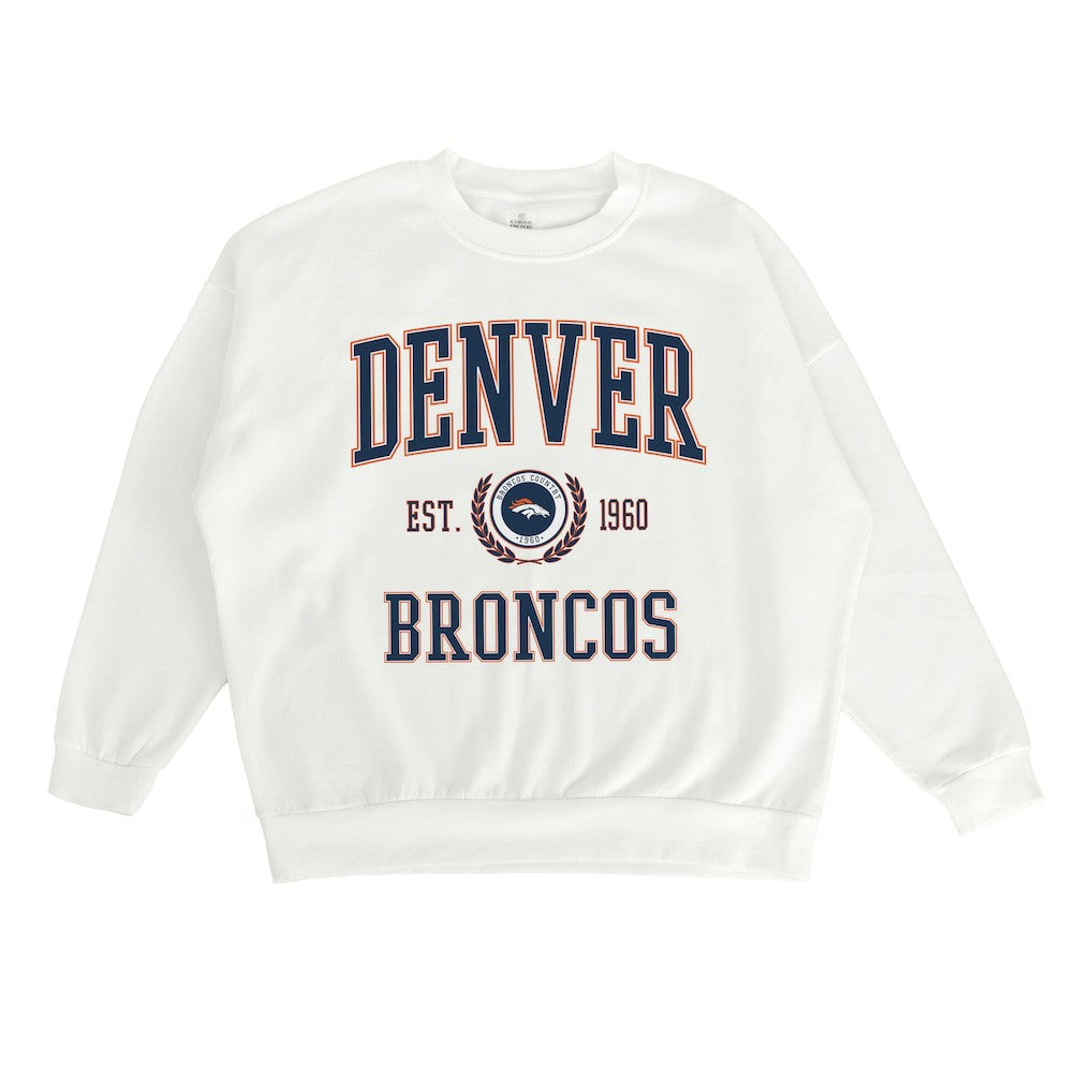 Denver Broncos Gameday Couture Women's Timeless Triumph Premium Fleece Pullover Sweatshirt White