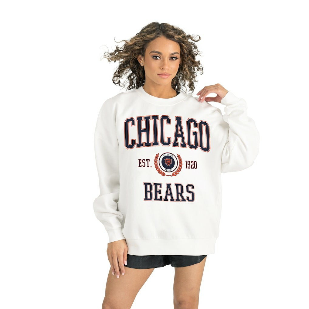 Chicago Bears Gameday Couture Women's Timeless Triumph Premium Fleece Pullover Sweatshirt White