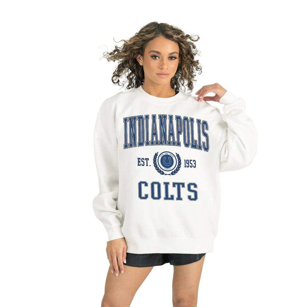 Indianapolis Colts Gameday Couture Women's Timeless Triumph Premium Fleece Pullover Sweatshirt White