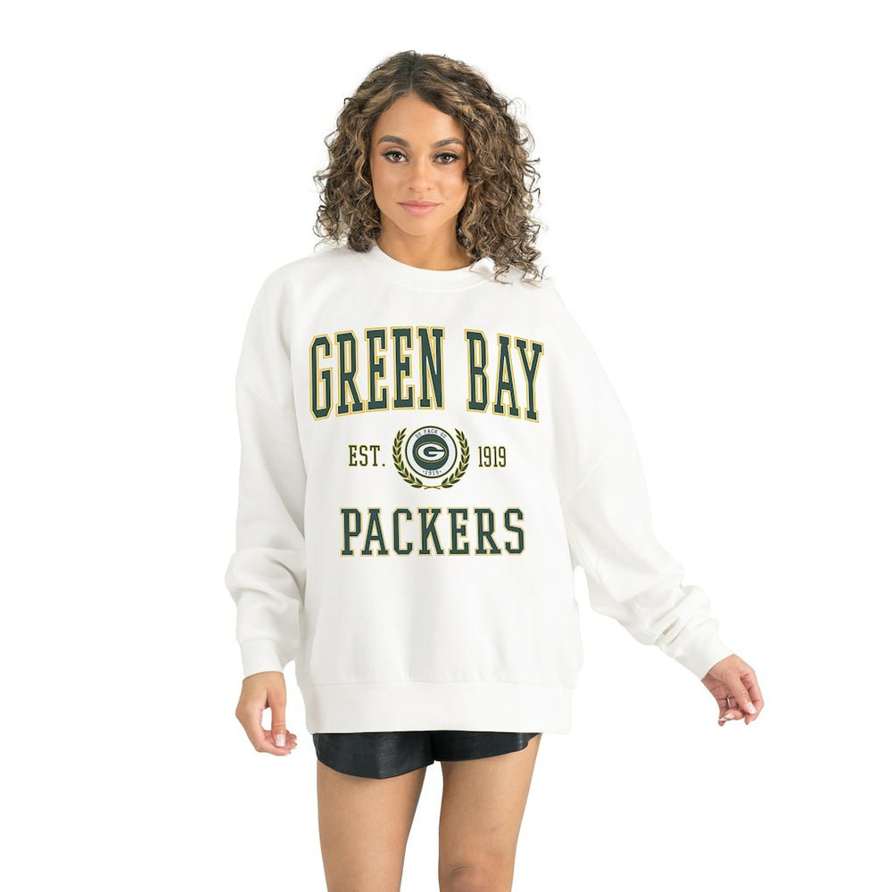 Green Bay Packers Gameday Couture Women's Timeless Triumph Premium Fleece Pullover Sweatshirt White