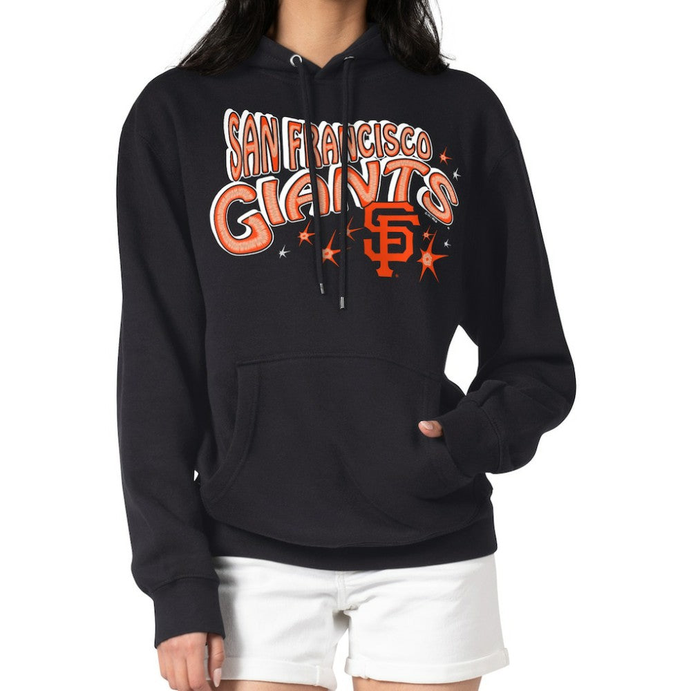 San Francisco Giants Starter Women's Fireworks Fleece Tri-Blend Pullover Hoodie - Black - MLB Online