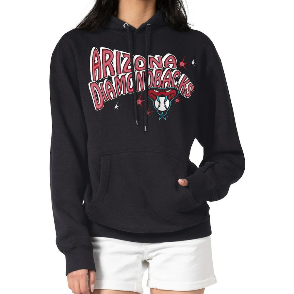 Arizona Diamondbacks Starter Women's Fireworks Fleece Tri-Blend Pullover Hoodie - Black - MLB on Sale