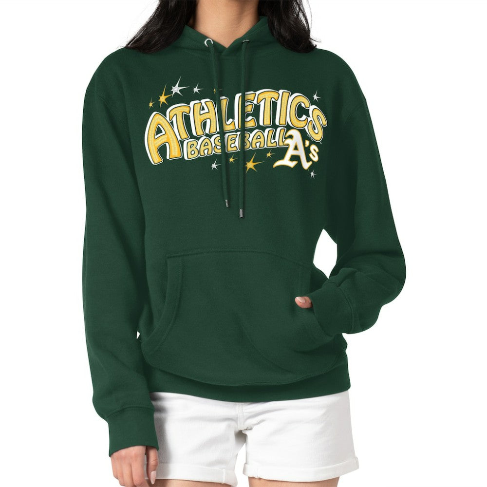 Athletics Starter Women's Fireworks Fleece Tri-Blend Pullover Hoodie - Green - MLB Lifestyle