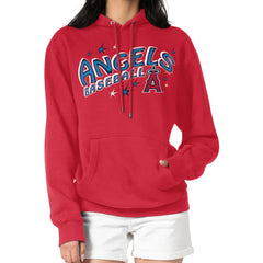 Los Angeles Angels Starter Women's Fireworks Fleece Tri-Blend Pullover Hoodie - Red - MLB on Sale