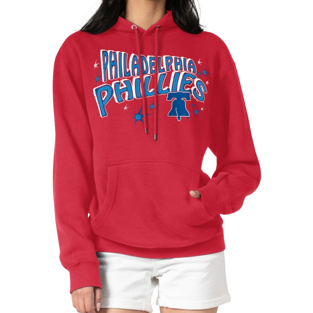 Philadelphia Phillies Starter Women's Fireworks Fleece Tri-Blend Pullover Hoodie - Red - MLB Discount