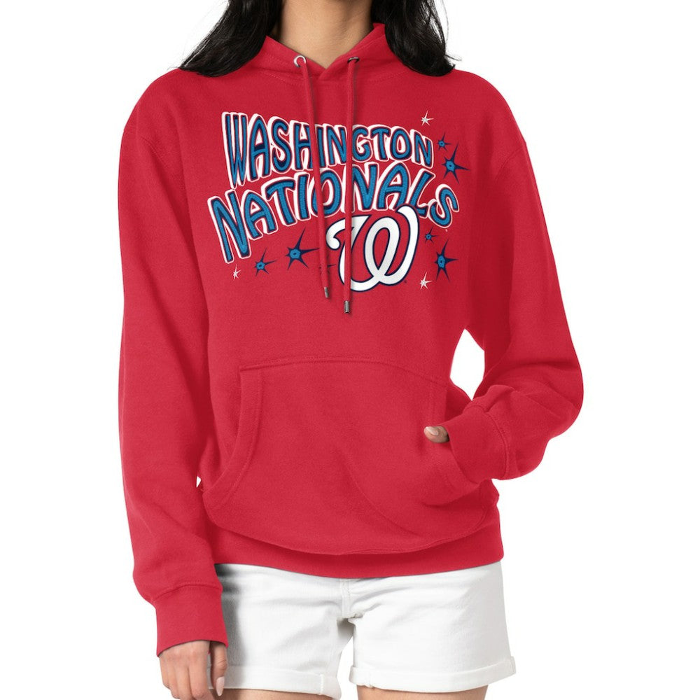 Washington Nationals Starter Women's Fireworks Fleece Tri-Blend Pullover Hoodie - Red - MLB Sale