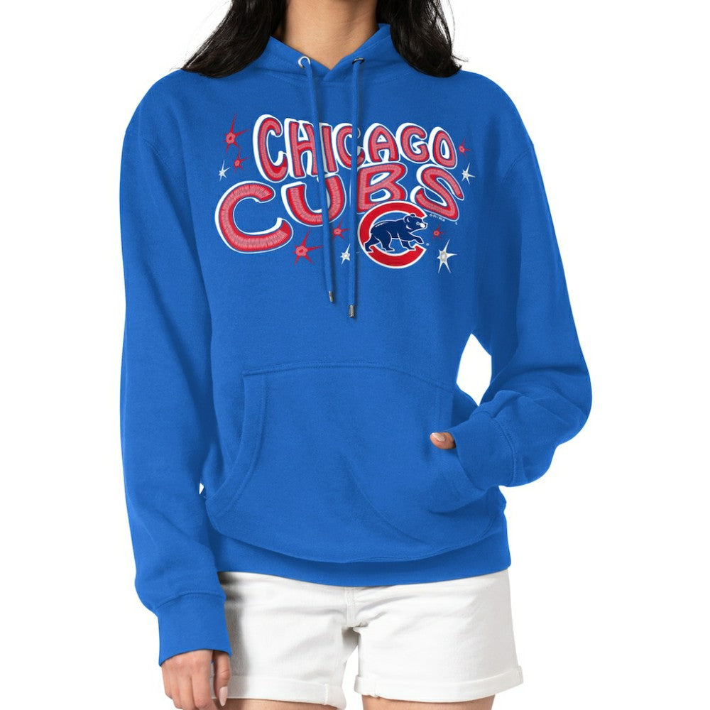 Chicago Cubs Starter Women's Fireworks Fleece Tri-Blend Pullover Hoodie - Royal - MLB Lifestyle