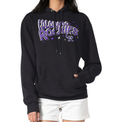 Colorado Rockies Starter Women's Fireworks Fleece Tri-Blend Pullover Hoodie - Black - MLB Discount