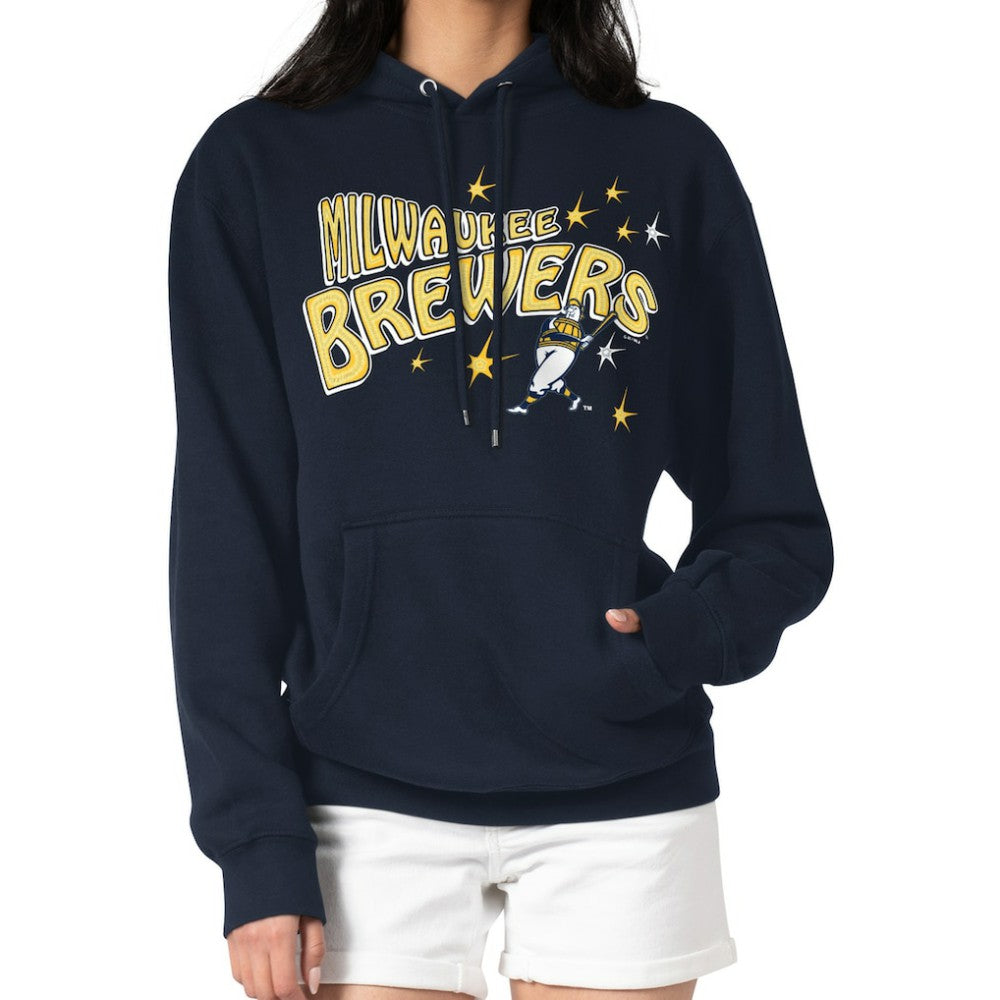 Milwaukee Brewers Starter Women's Fireworks Fleece Tri-Blend Pullover Hoodie - Navy - MLB Online