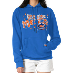 New York Mets Starter Women's Fireworks Fleece Tri-Blend Pullover Hoodie - Royal - MLB Sale