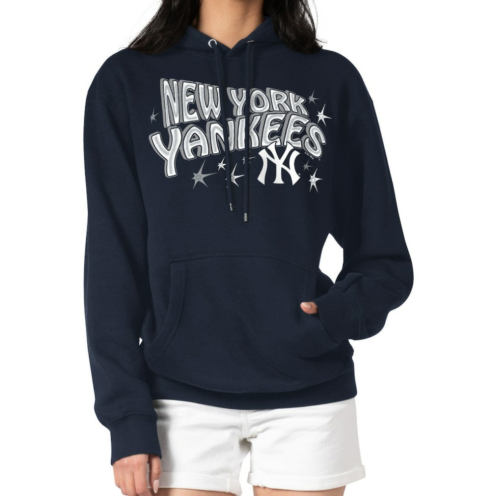 New York Yankees Starter Women's Fireworks Fleece Tri-Blend Pullover Hoodie - Navy - MLB Discount