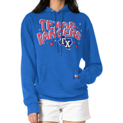 Texas Rangers Starter Women's Fireworks Fleece Tri-Blend Pullover Hoodie - Royal - MLB Discount