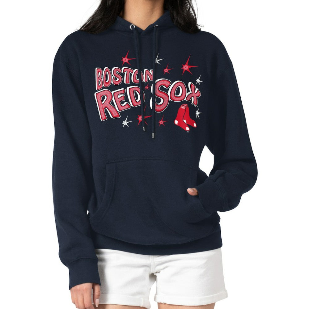 Boston Red Sox Starter Women's Fireworks Fleece Tri-Blend Pullover Hoodie - Navy - MLB Online