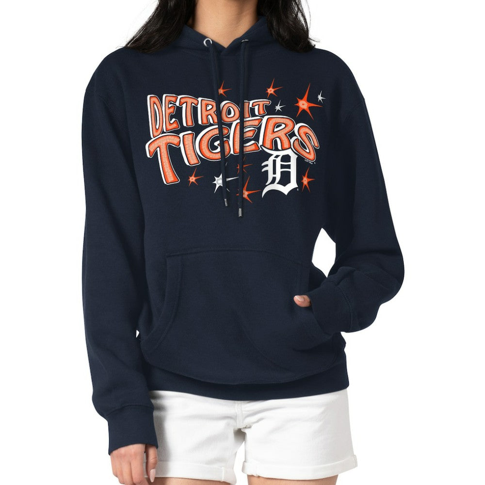 Detroit Tigers Starter Women's Fireworks Fleece Tri-Blend Pullover Hoodie - Navy - MLB Sale