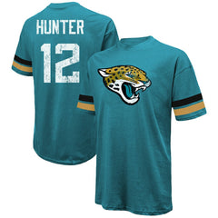 Travis Hunter Jacksonville Jaguars Majestic Threads 2025 NFL Draft First Round Pick Oversized T-Shirt Teal