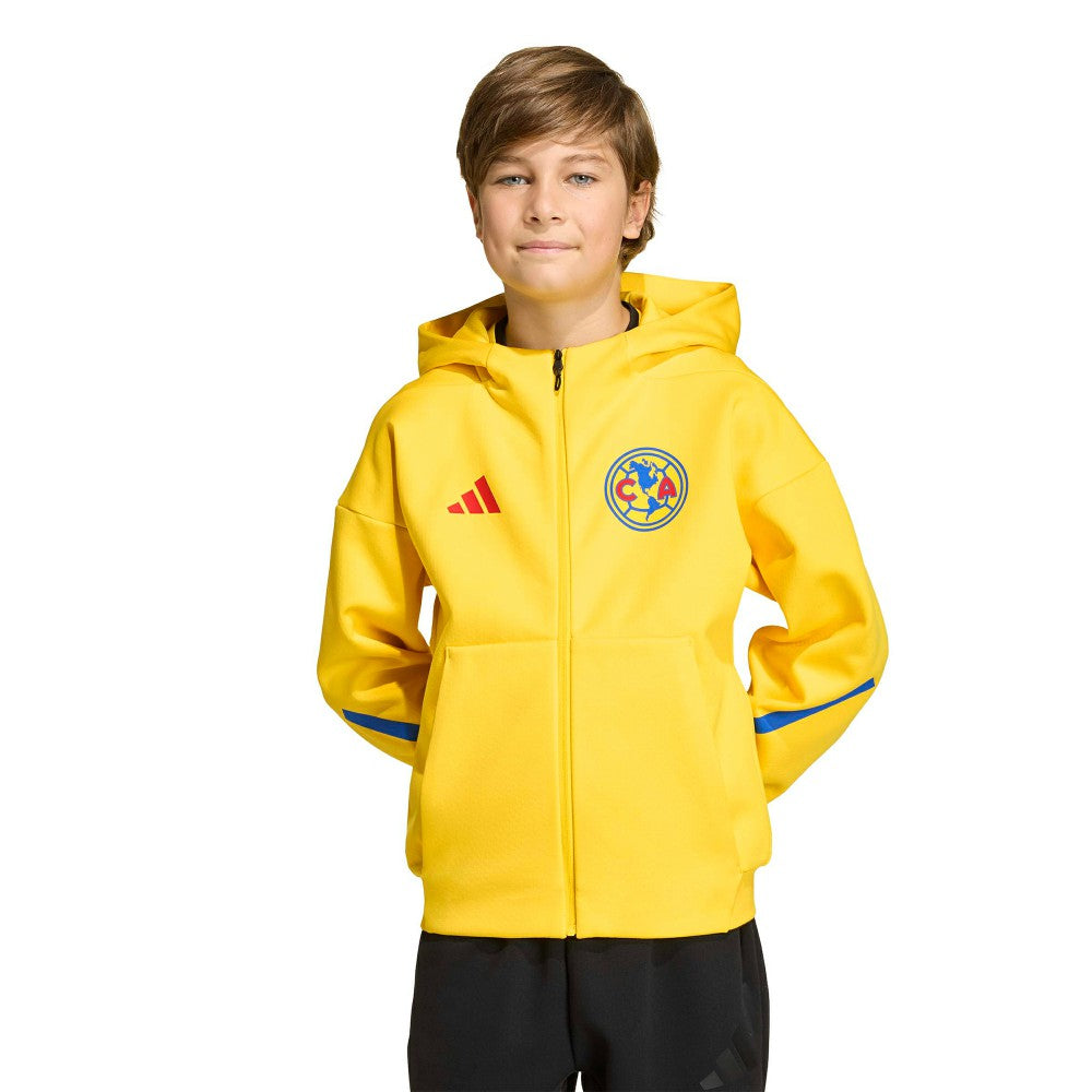 Club America Youth 2025/26 Club Anthem Full-Zip Hoodie Jacket Yellow - Adidas cheap