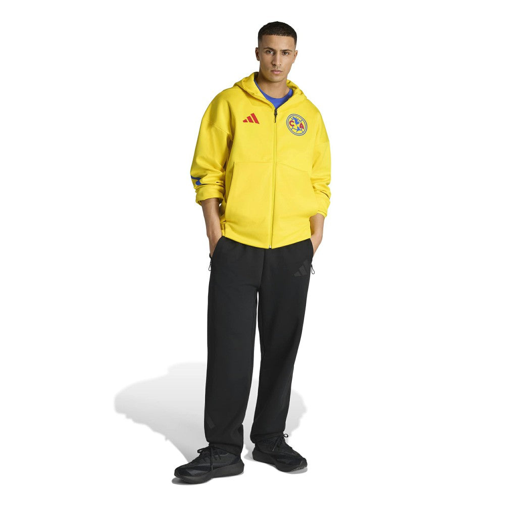 Club America 2025/26 Club Anthem Full-Zip Hooded Jacket Yellow - Adidas