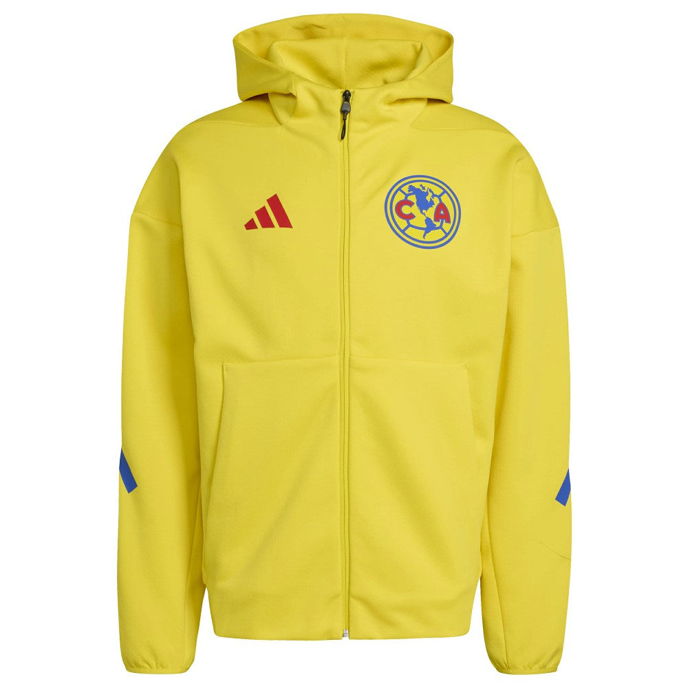 Club America 2025/26 Club Anthem Full-Zip Hooded Jacket Yellow - Adidas