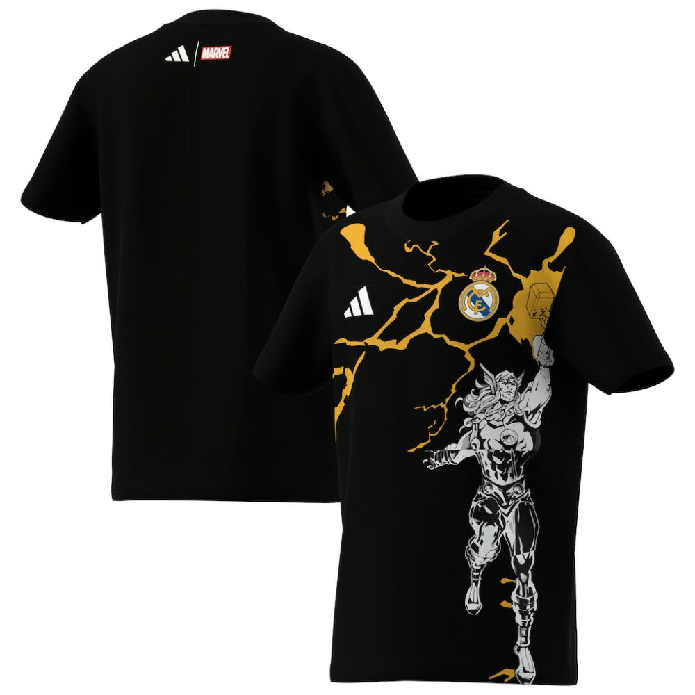 Real Madrid x Marvel Youth Graphic T-Shirt Black - Adidas sale