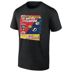 Florida Panthers vs. Tampa Bay Lightning 2025 Stanley Cup Playoffs Rivalry Comic Pop T-Shirt - Black - NHL 203138063