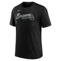 Atlanta Braves Nike Wordmark Tri-Blend T-Shirt - Heather Black - Nike Lifestyle