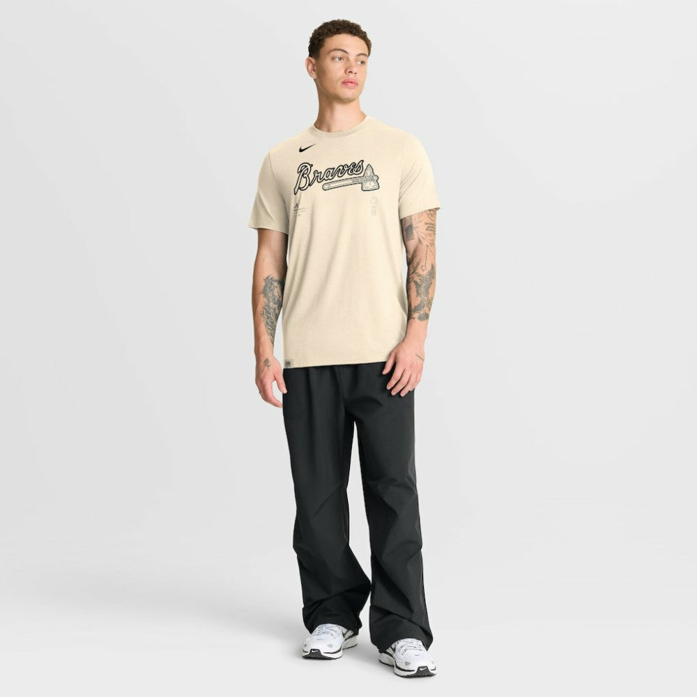 Atlanta Braves Nike Wordmark Tri-Blend T-Shirt - Natural - Nike Sale