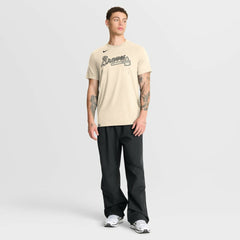 Atlanta Braves Nike Wordmark Tri-Blend T-Shirt - Natural - Nike Sale