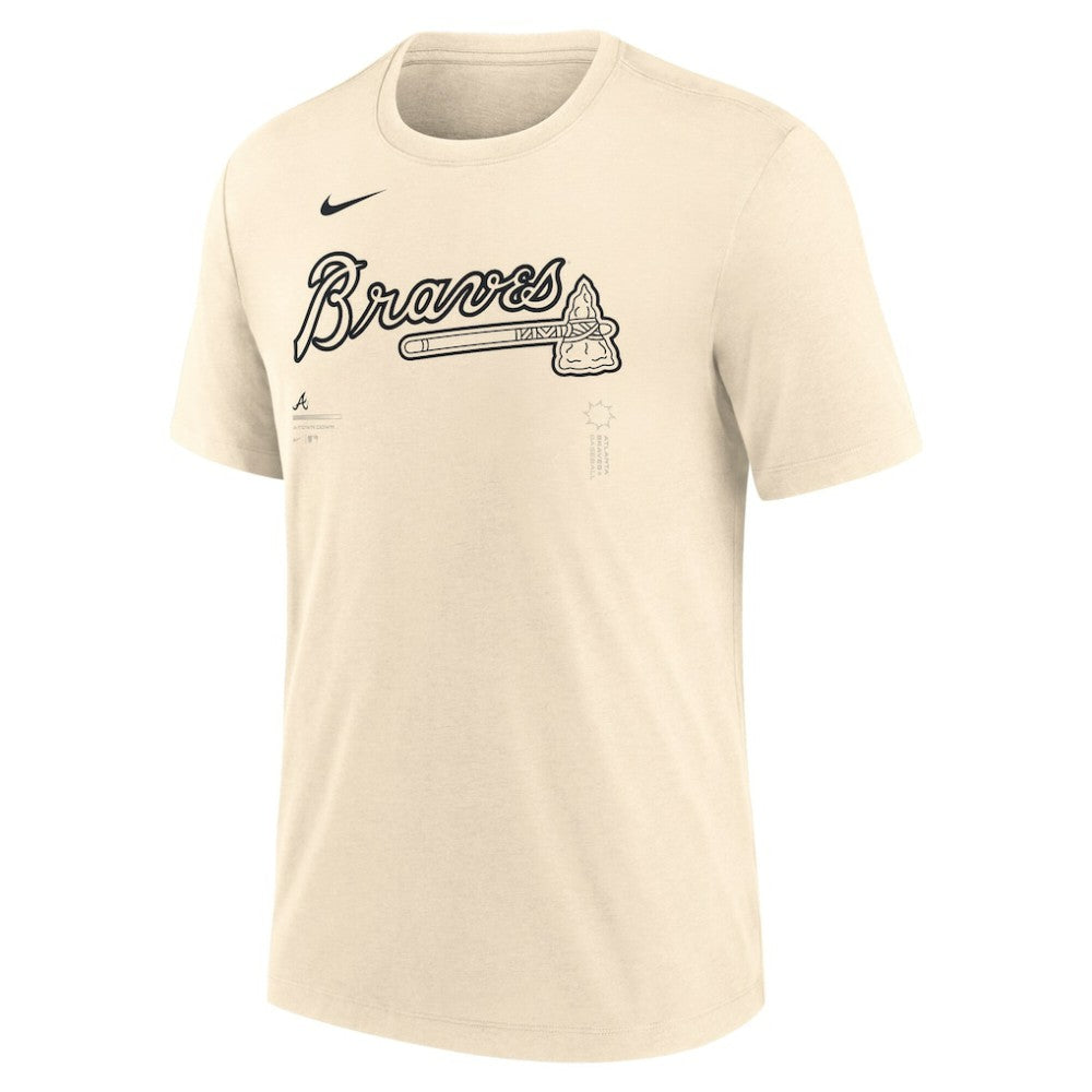 Atlanta Braves Nike Wordmark Tri-Blend T-Shirt - Natural - Nike Sale