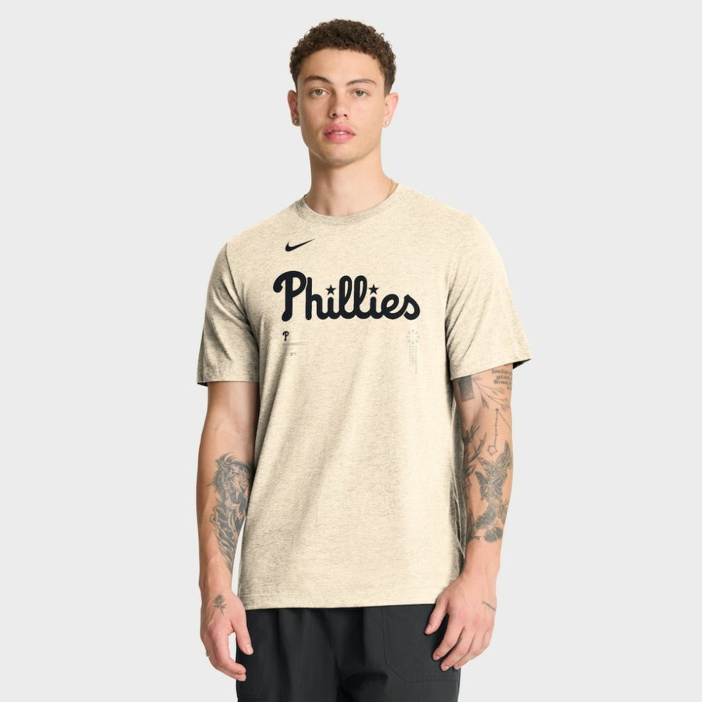 Philadelphia Phillies Nike Wordmark Tri-Blend T-Shirt - Natural - Nike Sale