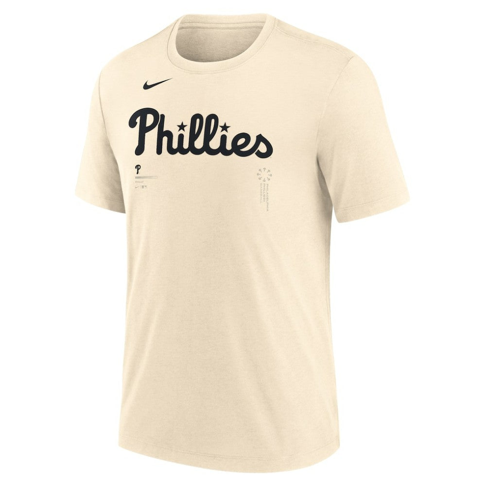 Philadelphia Phillies Nike Wordmark Tri-Blend T-Shirt - Natural - Nike Sale