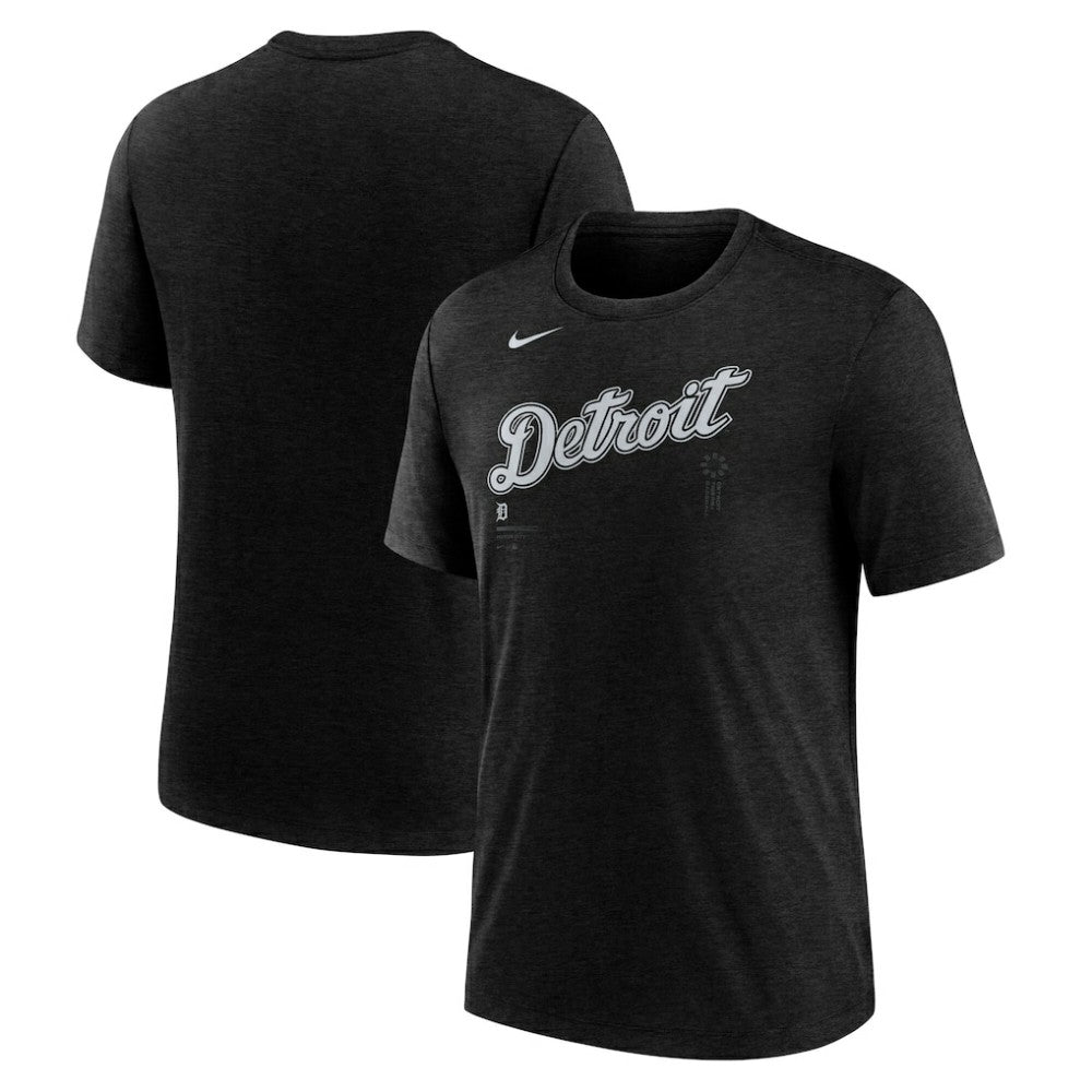 Detroit Tigers Nike Wordmark Tri-Blend T-Shirt - Heather Black - Nike Online