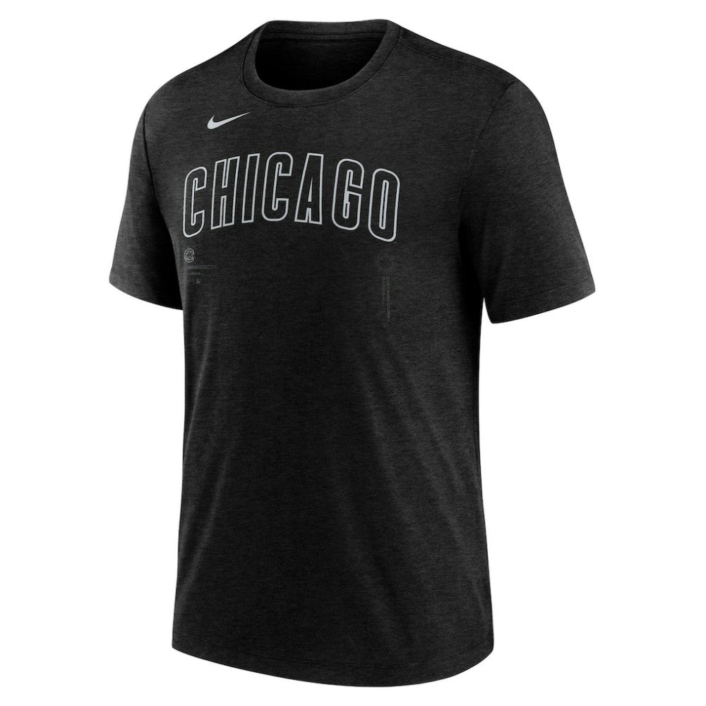Chicago Cubs Nike Wordmark Tri-Blend T-Shirt - Heather Black - Nike Sale