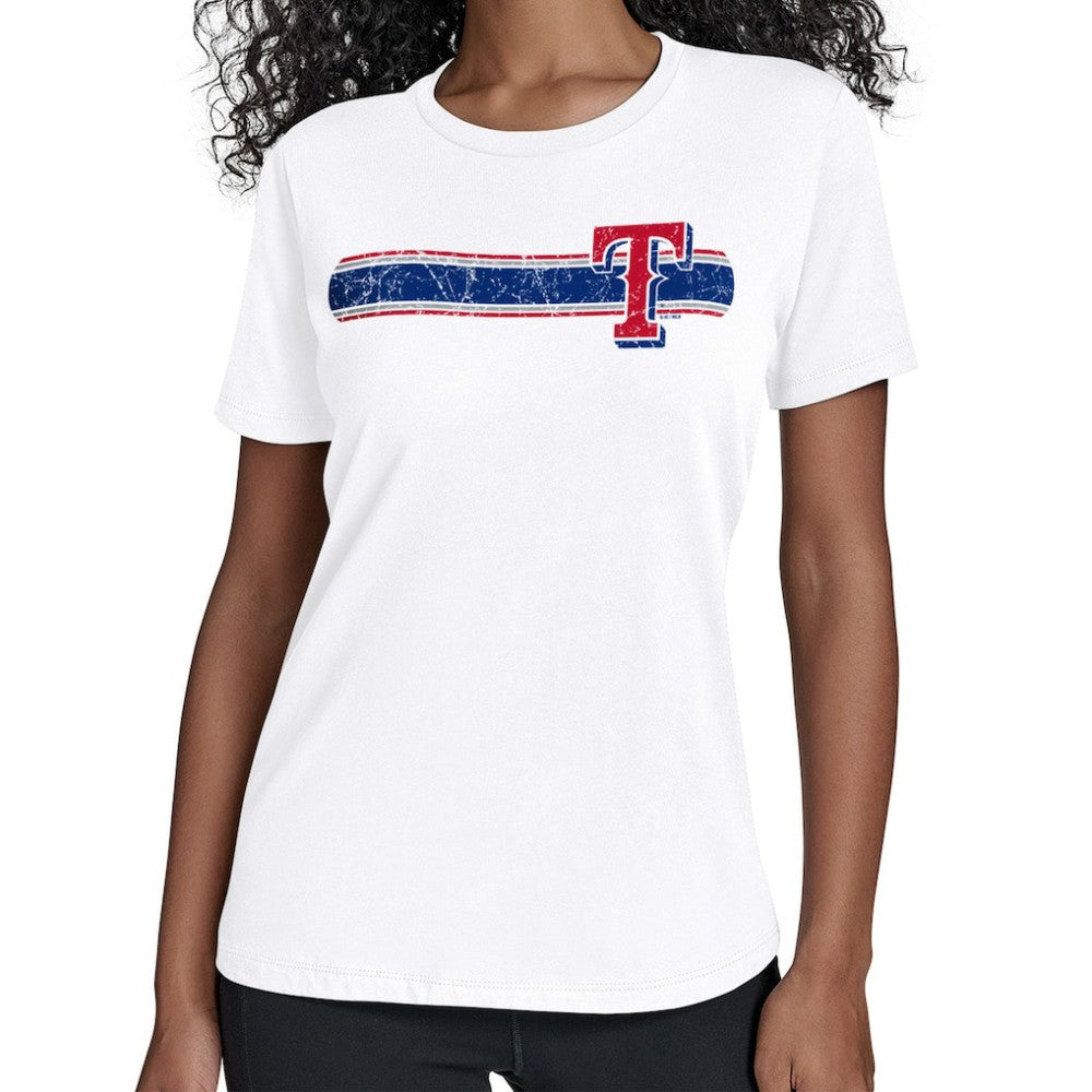 Texas Rangers Starter Women's Team Stripe T-Shirt - White - MLB Discount