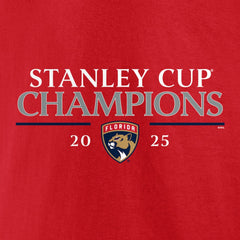 Florida Panthers Fanatics 2025 Stanley Cup Champions Signature Roster T-Shirt - Red - NHL 203140000