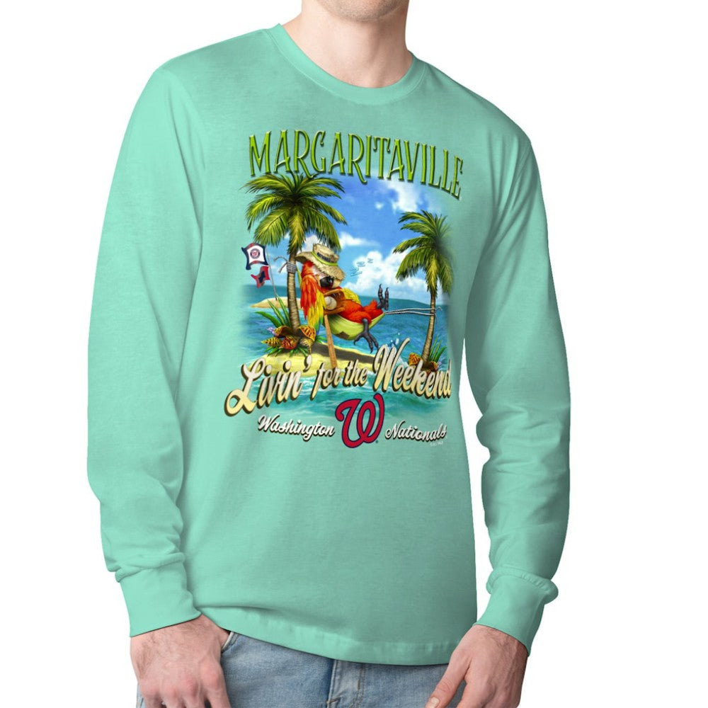 Washington Nationals Margaritaville Livin' for the Weekend Long Sleeve T-Shirt - Mint - MLB Discount