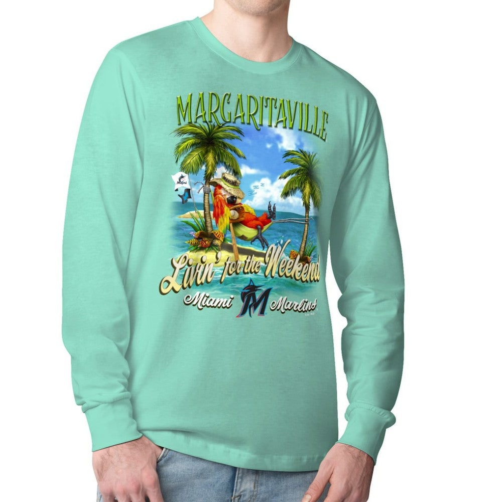 Miami Marlins Margaritaville Livin' for the Weekend Long Sleeve T-Shirt - Mint - MLB Sale