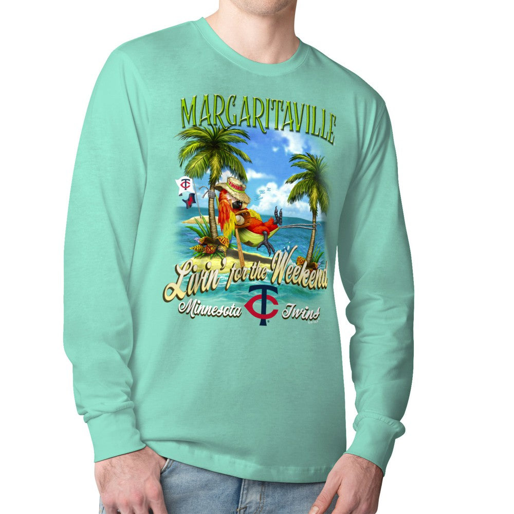 Minnesota Twins Margaritaville Livin' for the Weekend Long Sleeve T-Shirt - Mint - MLB Discount