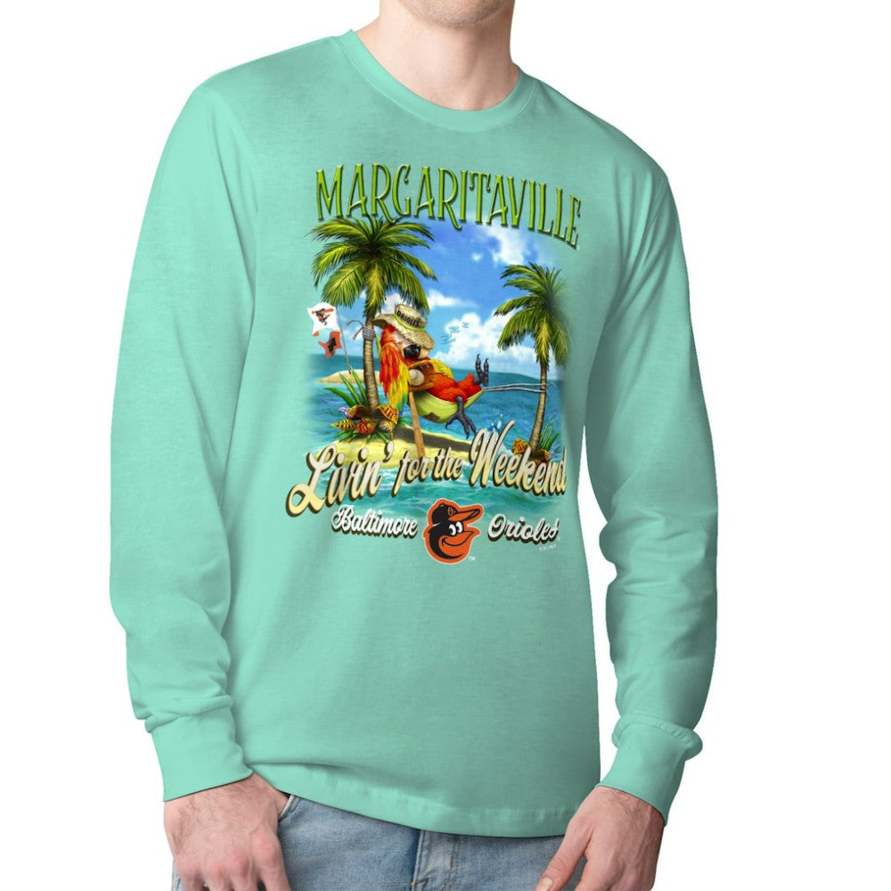 Baltimore Orioles Margaritaville Livin' for the Weekend Long Sleeve T-Shirt - Mint - MLB Sale