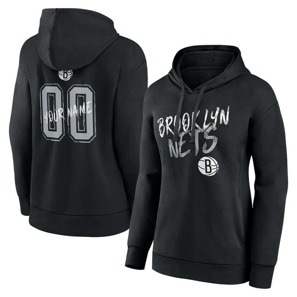 Brooklyn Nets Women's Hustle Custom Pullover Hoodie Black
