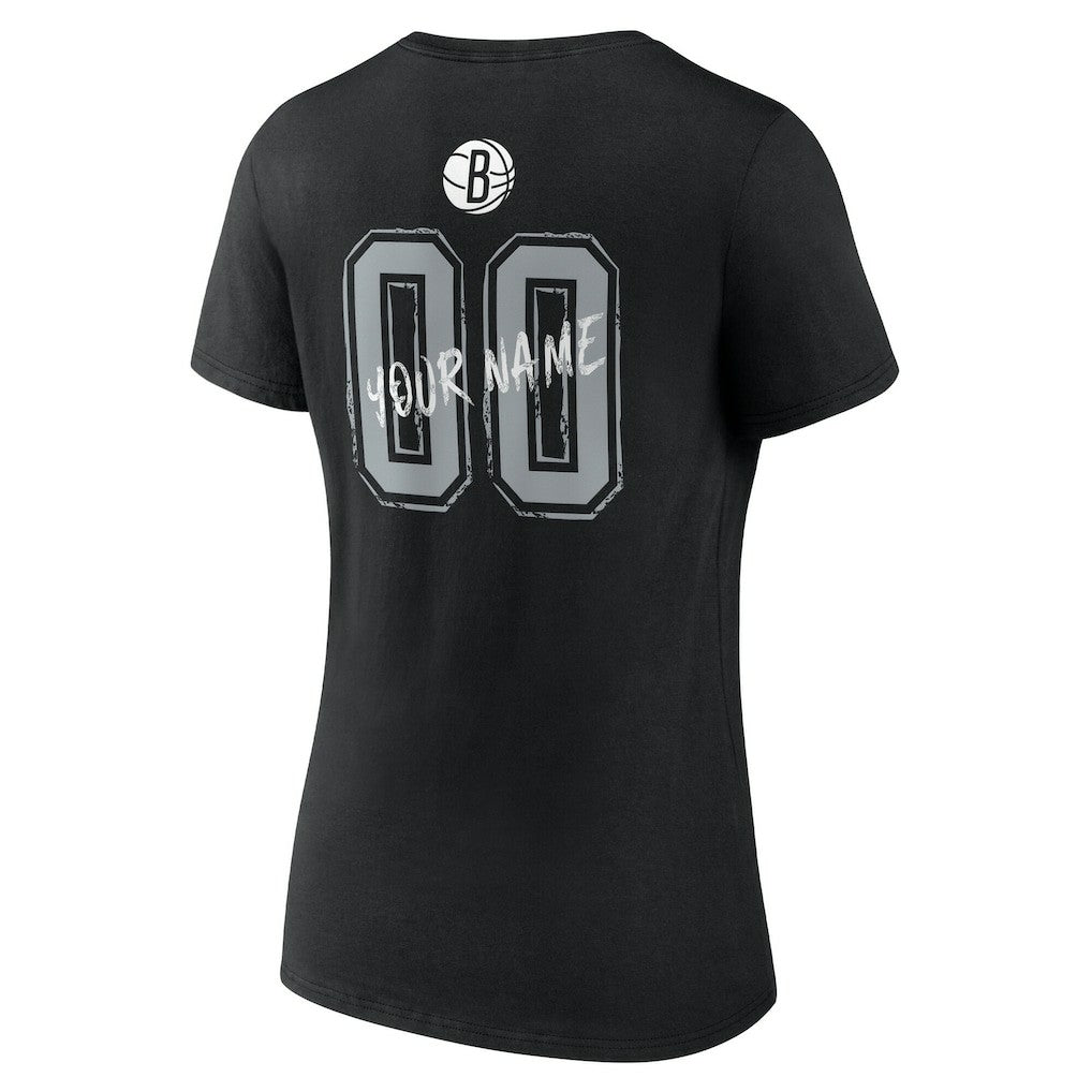 Brooklyn Nets Women's Hustle Custom V-Neck T-Shirt Black