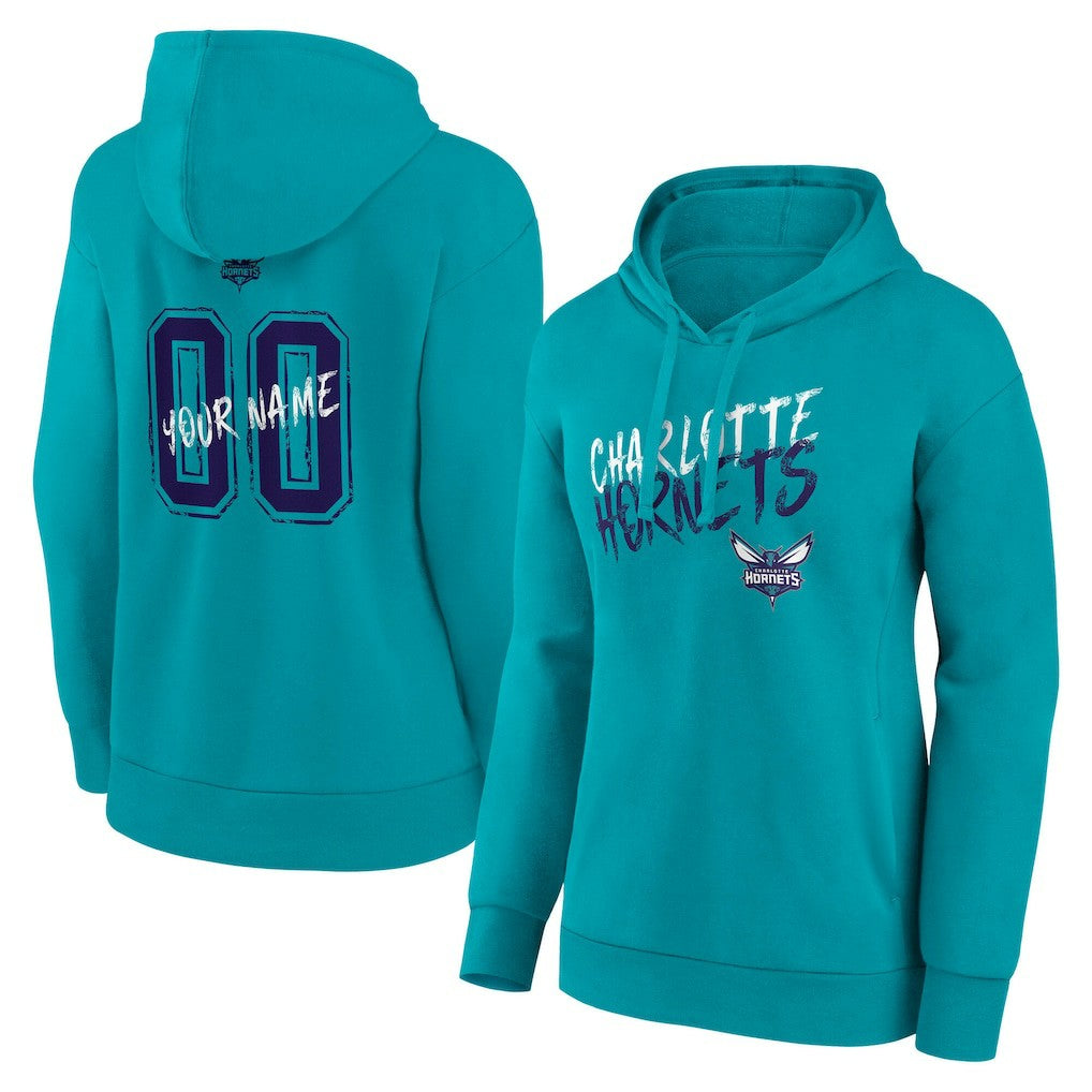 Charlotte Hornets Women's Hustle Custom Pullover Hoodie Teal