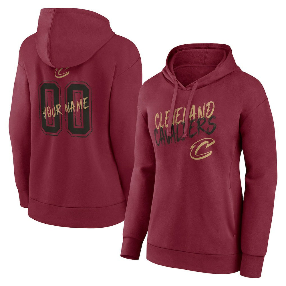 Cleveland Cavaliers Women's Hustle Custom Pullover Hoodie Wine