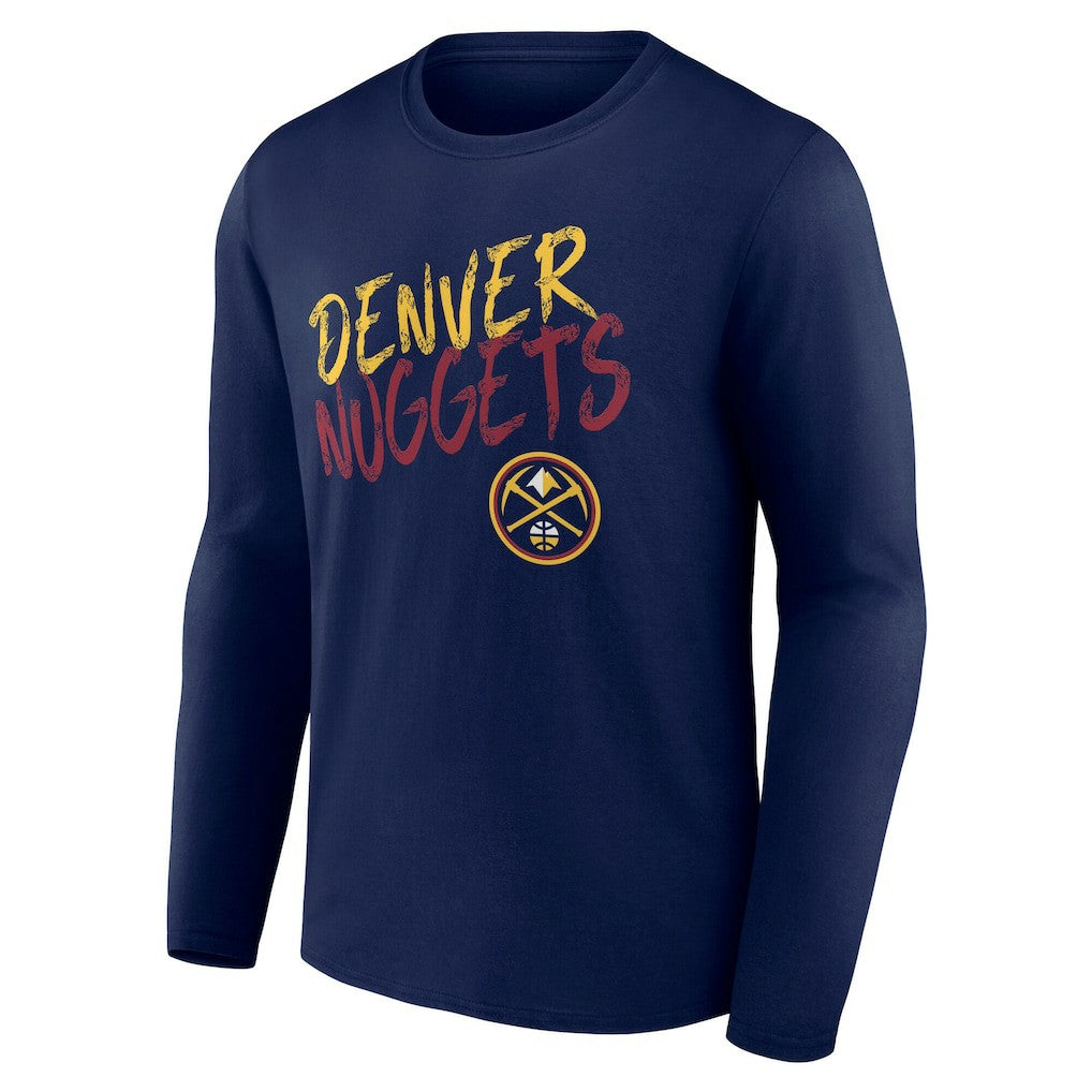 Denver Nuggets Hustle Custom Long Sleeve T-Shirt Navy