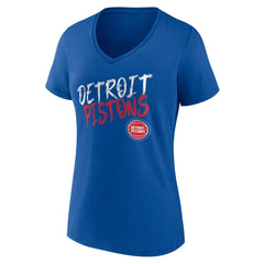 Detroit Pistons Women's Hustle Custom V-Neck T-Shirt Blue