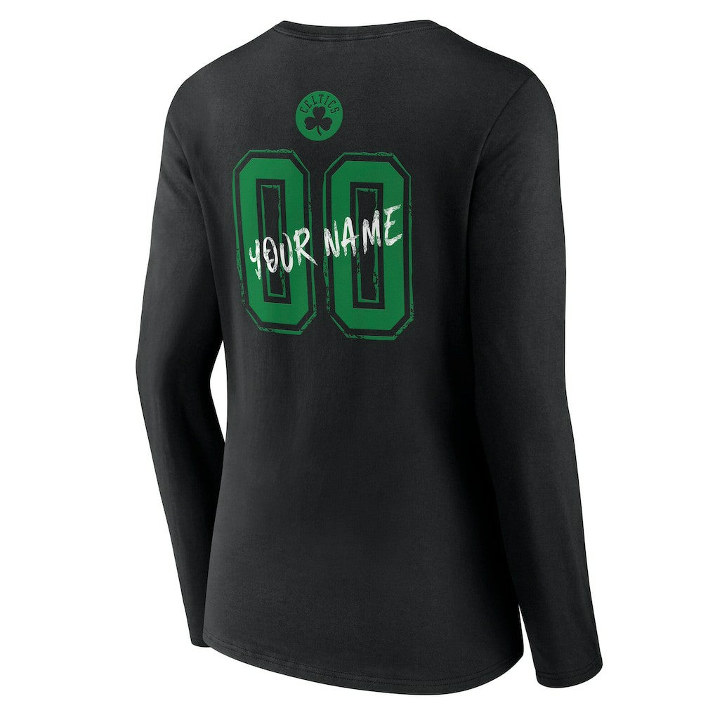 Boston Celtics Women's Hustle Custom Long Sleeve V-Neck T-Shirt Black