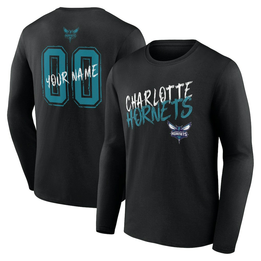 Charlotte Hornets Hustle Custom Long Sleeve T-Shirt Black